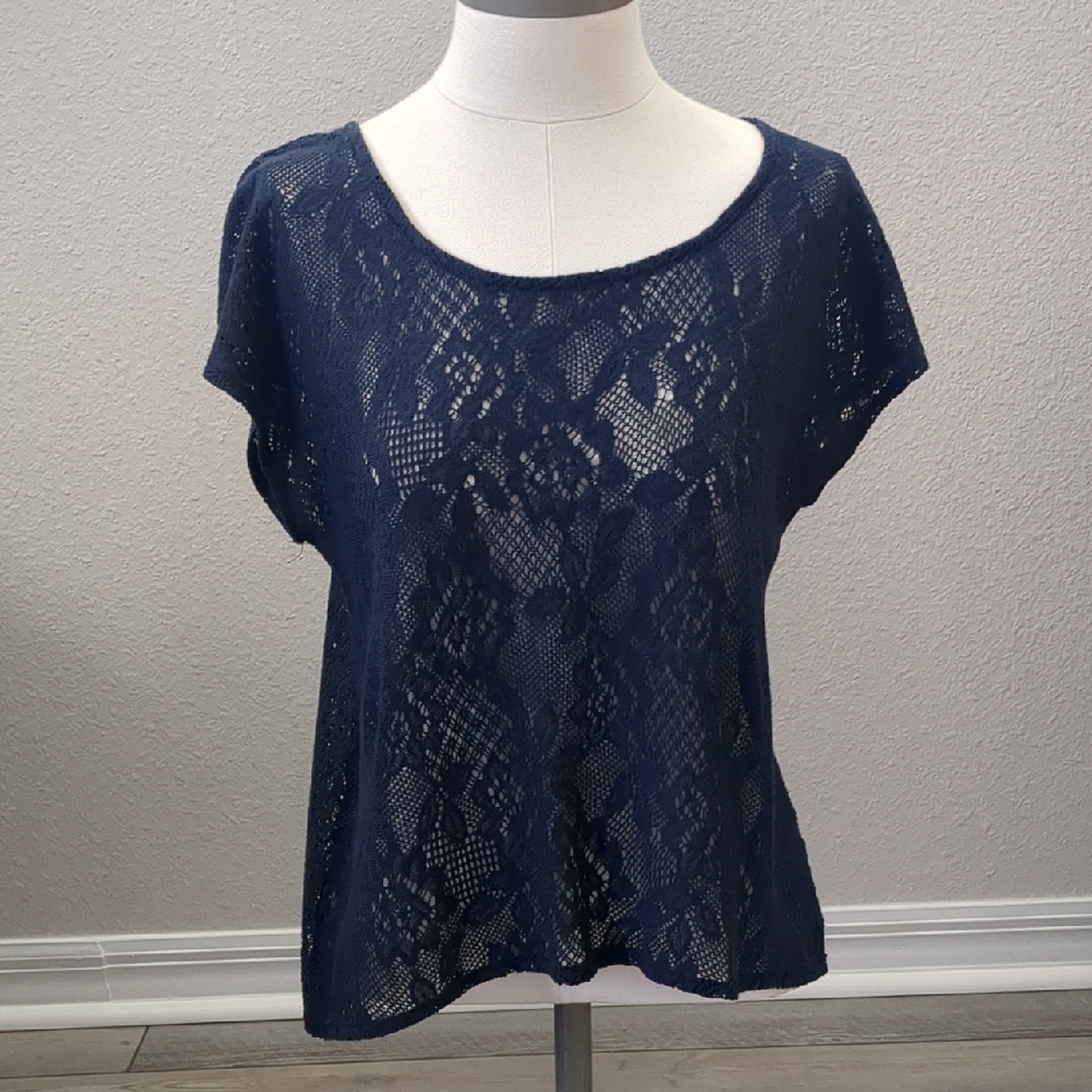 Lucky Brand Navy Lace Blouse